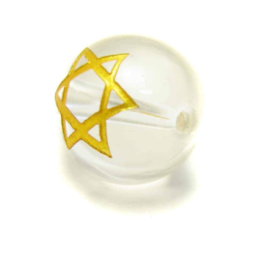 Amazon.co.jp: 水晶 8mm（金彫り）六芒星 彫刻ビーズ 1粒売り 天然石